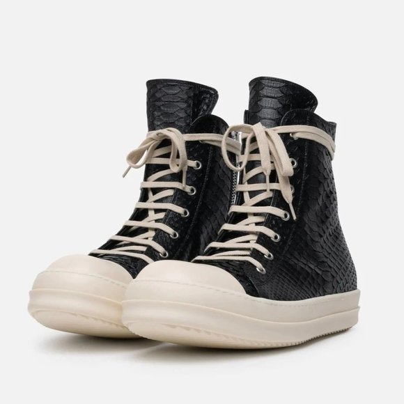 Rick Owens Other - Rick Owens Ramone Sneaker in Black & Milk Python 42 8 New In Box Mens High Tops